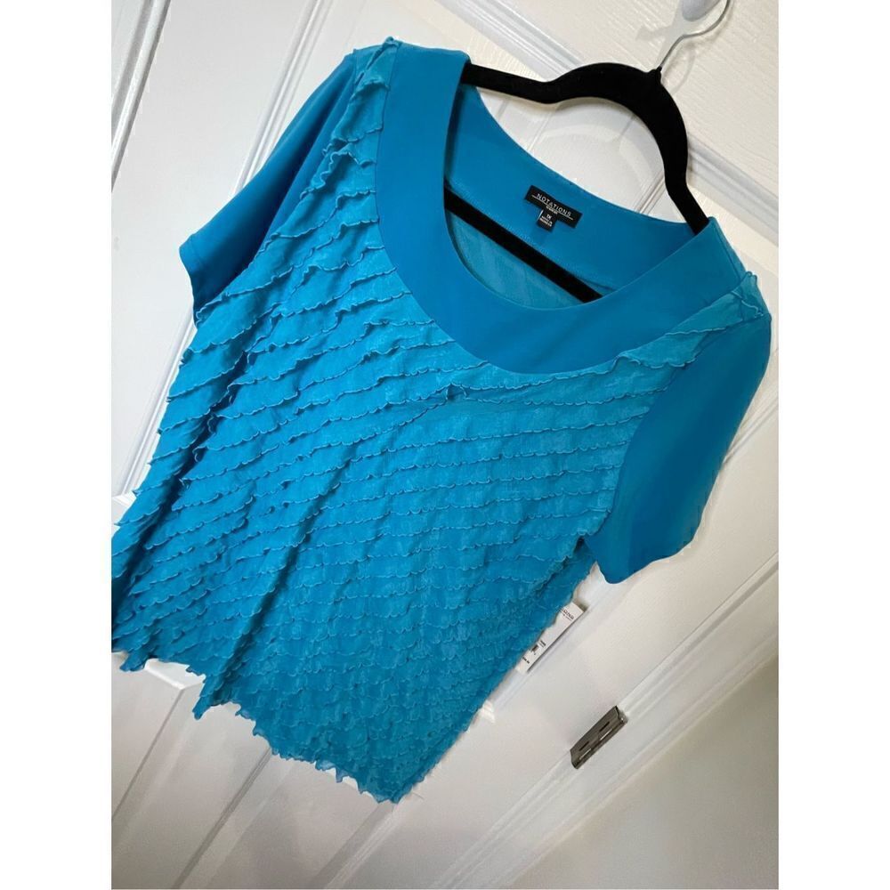 Notations women’s turquoise scalloped blouse 1X NWT
